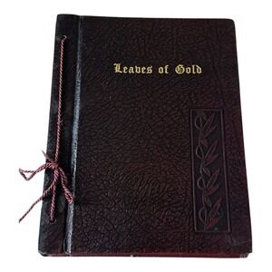 Vintage Leaves of Gold Quote Book Brown‎ Faux Leather Tied Binding Decorative